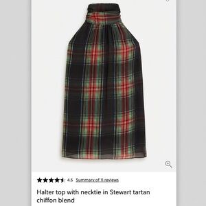 J. Crew Black Tartan Chiffon Halter Top